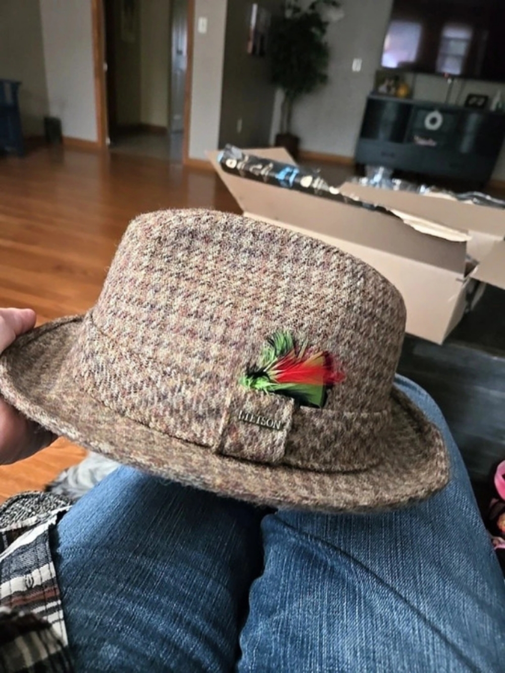 Stetson Houndstooth Fedora Brown Size 7 3/8